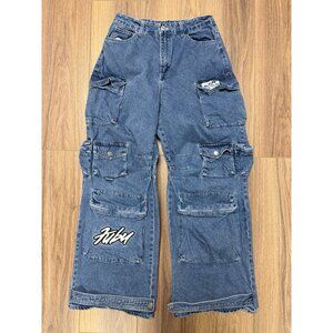 Fubu Forever 21 Jeans Womens Large Skater Rave Baggy Cargo Y2K Denim